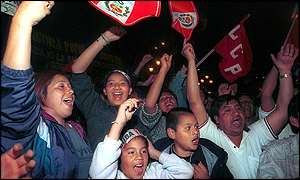 Anti-Fujimori protesters take to the streets to celebrate