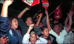 Anti-Fujimori protesters take to the streets to celebrate